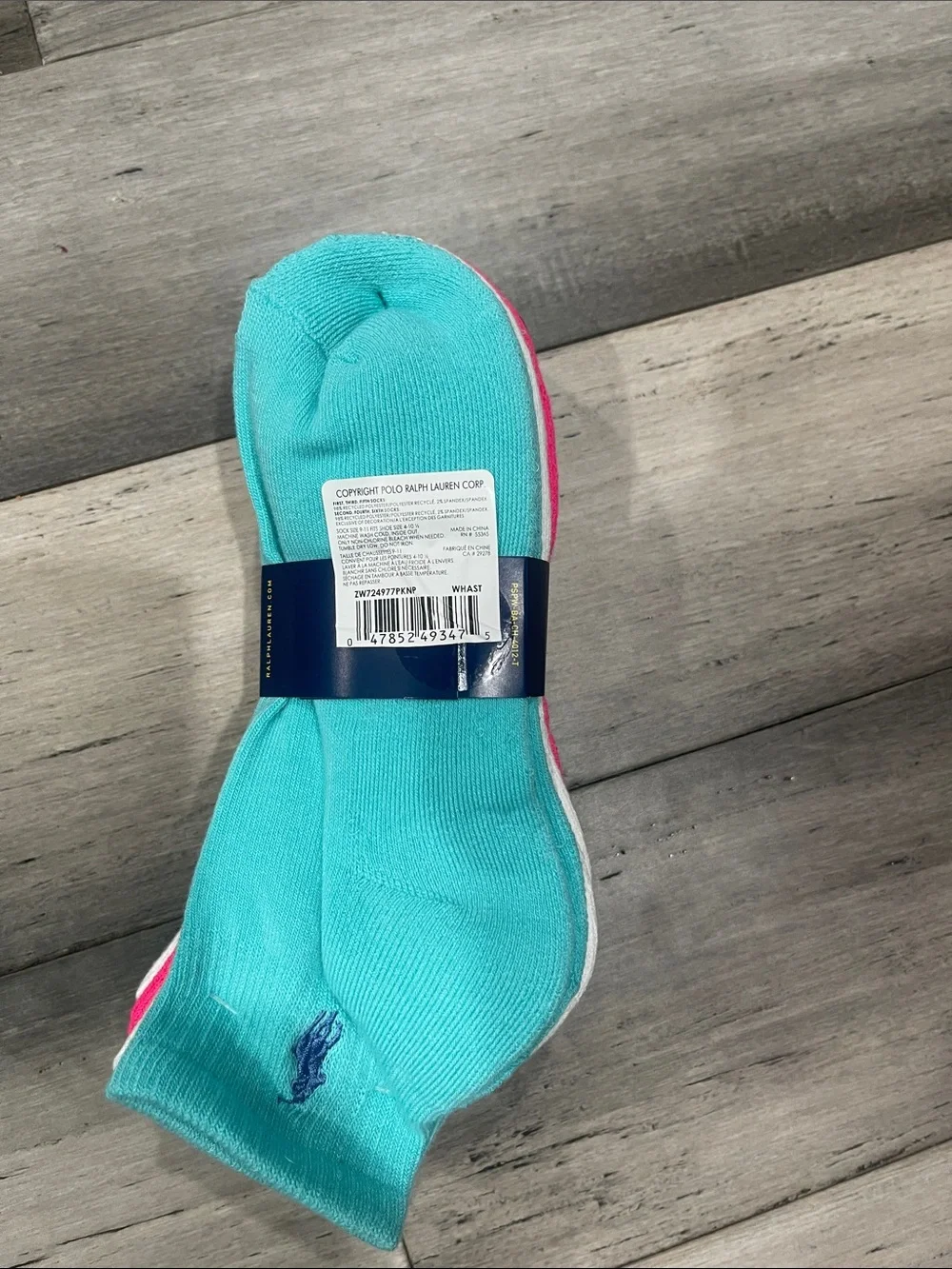 Polo by Ralph Lauren White Ankle Socks with Multicolor Logo - 6 Pack